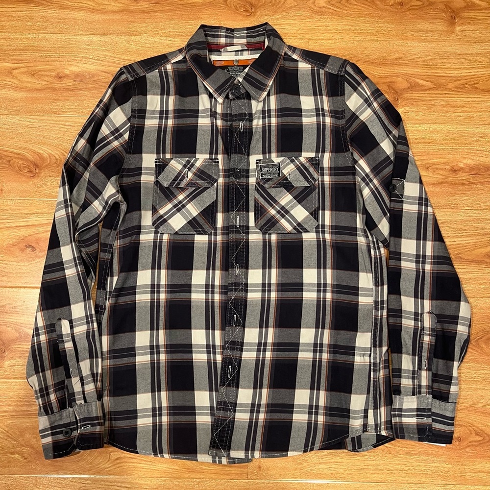 superdry button up work flannel shirt